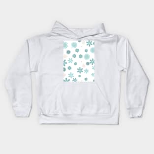 Green , Blue and White Color Flowers pattern Designs Kids Hoodie